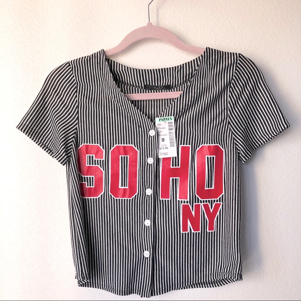 Papaya button up top NWT SIZE M